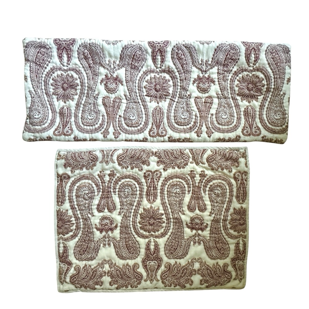 Pottery Barn Pillow Shams Lumbar Wool Blend Jacquard Paisley Set Of 2 Diff Sizes